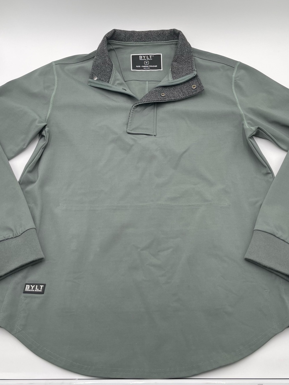 BYLT Fairway Pullover Mens Med Green Softshell Golf 1/4 Zip Mock Neck Magnetic - Picture 5 of 12